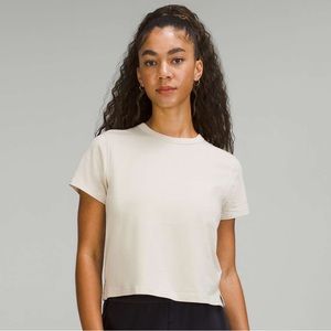 Lululemon Classic Fit Cotton Blend Tshirt in Natural Ivory